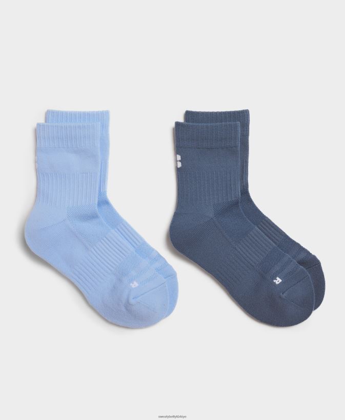 esinti mavisi Sweaty Betty kadınlar mürettebat koşu çorabı 2'li paket 0Z88N8381