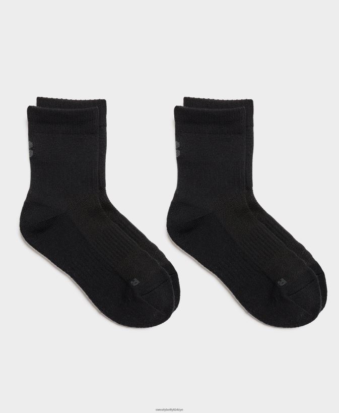 siyah bir Sweaty Betty kadınlar mürettebat koşu çorabı 2'li paket 0Z88N8380