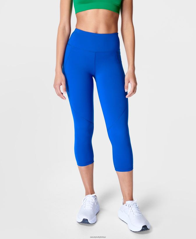şimşek mavisi Sweaty Betty kadınlar güçlü kısaltılmış egzersiz taytları 0Z88N8425
