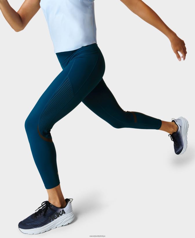 koyu mavi Sweaty Betty kadınlar sıfır yerçekimi yüksek belli 7/8 koşu taytı 0Z88N8757