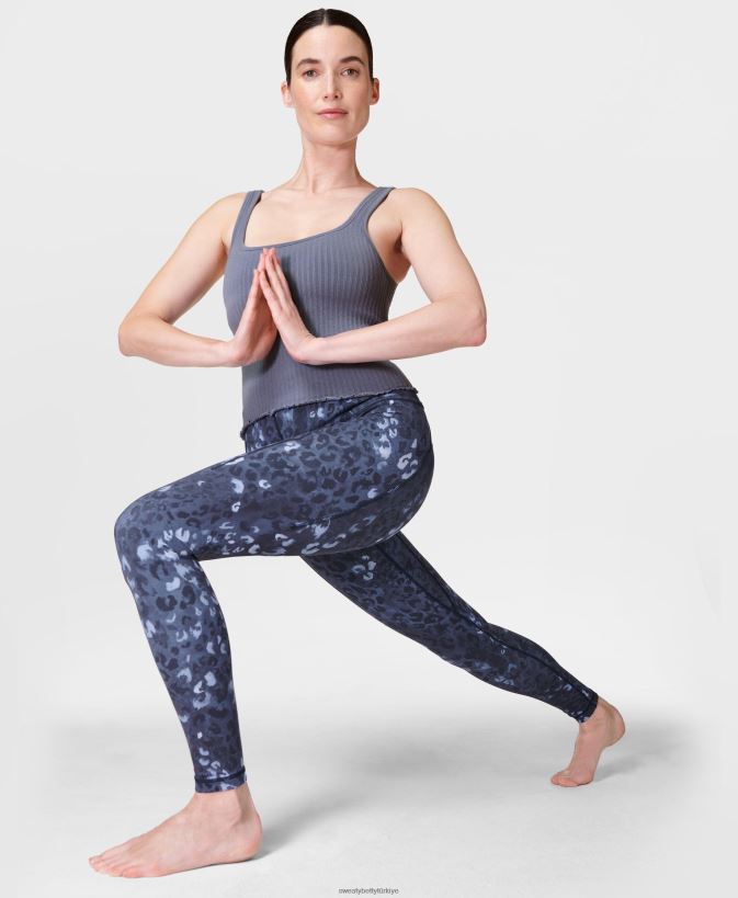 mavi leopar gölge baskısı Sweaty Betty kadınlar süper yumuşak yoga taytları 0Z88N8176