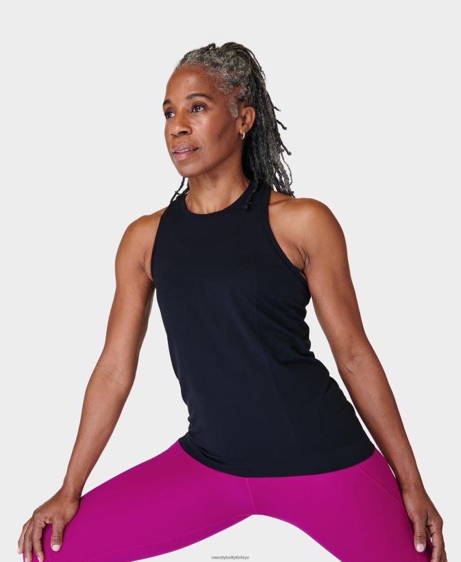 siyah Sweaty Betty kadınlar atlet kesintisiz tüy siklet egzersiz tankı 0Z88N8101