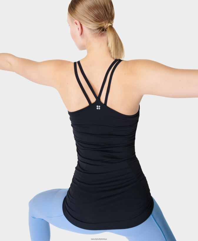 siyah Sweaty Betty kadınlar denge kesintisiz yoga tankı 0Z88N8702