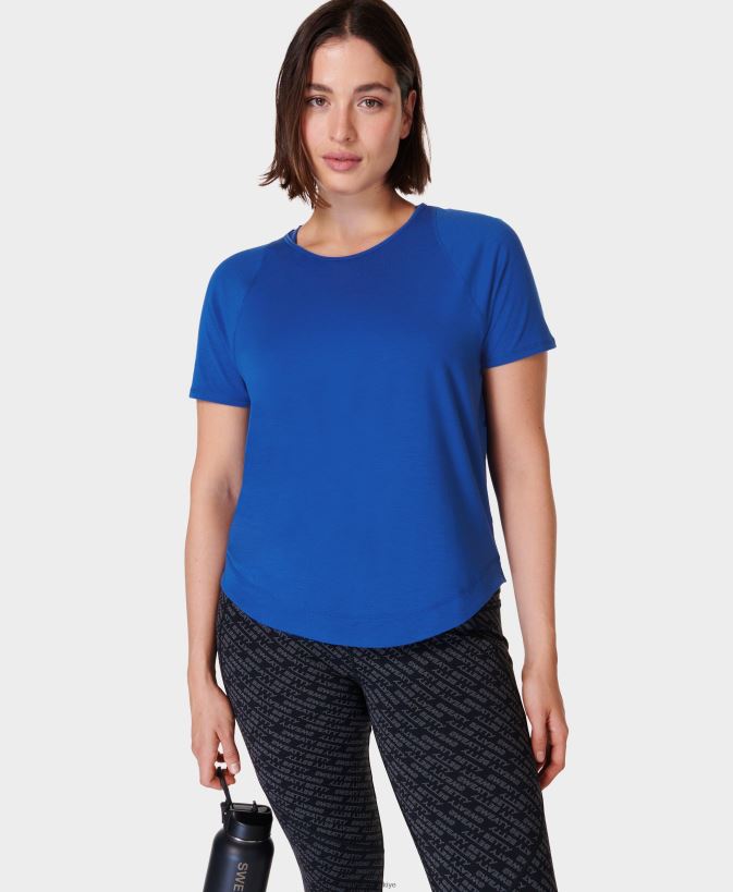 şimşek mavisi Sweaty Betty kadınlar nefes al kolay koşu tişörtü 0Z88N8495